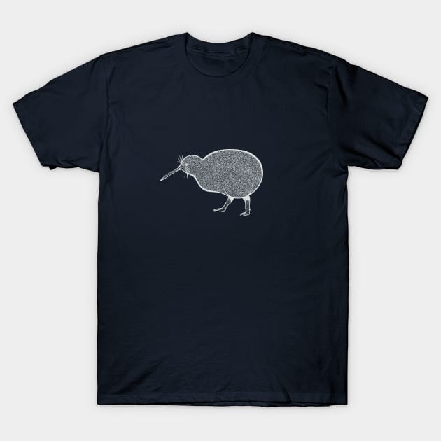 Kiwi Bird Ink Art - on dark colors T-Shirt by Green Paladin